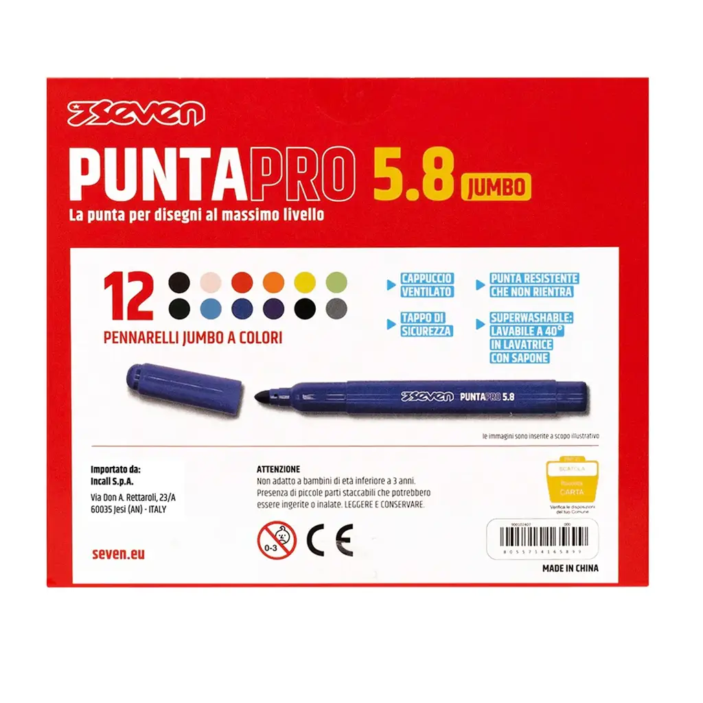 Pennarelli Seven Punta Pro 5.8 - Scatola 12 pz retro