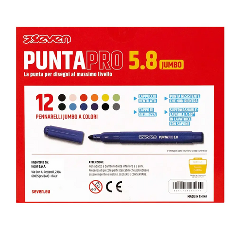 Pennarelli Seven Punta Pro 5.8 - Scatola 12 pz retro