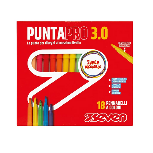 Pennarelli Seven PuntaPro 3.0 - Scatola 18 pz