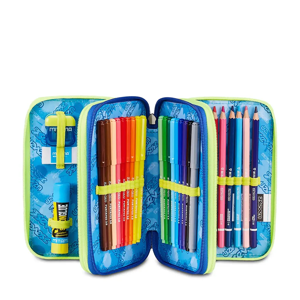 Astuccio 3 Zip Seven - Blu Fusion
